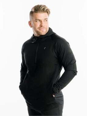 Zyia Men's Black Sonoran 1/4 zip hooded jacket